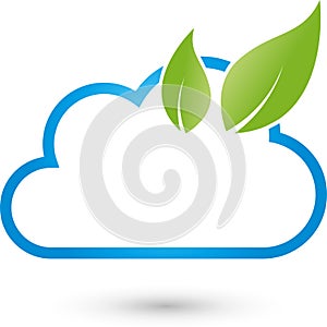 Cloud and leaves, IT services and Internet logo
