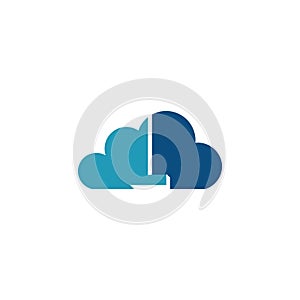 Cloud with letter L logo, icon flat and vector design template.