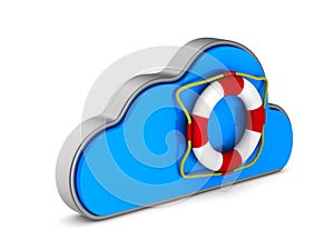 Cloud and lifebuoy on white background. Isolated 3D illustration