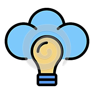 Cloud light bulb icon color outline vector