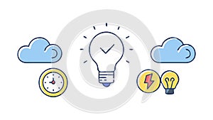 Cloud Lightbulb Idea Brainstorm Vector Icon Ã¢â¬' Thinking Creativity, vector design Generative AI
