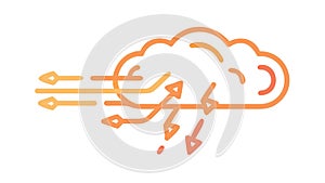 Cloud with lightning bolt connections, symbolizing cloud computing, vector design Generative AI
