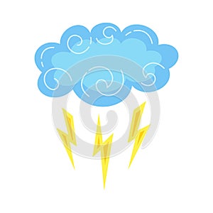 Cloud lightning cartoon style vector weather