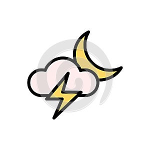 Cloud, lightning, moon icon. Simple color with outline vector elements of forecast icons for ui and ux, website or mobile