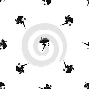 Cloud and lightning pattern seamless black