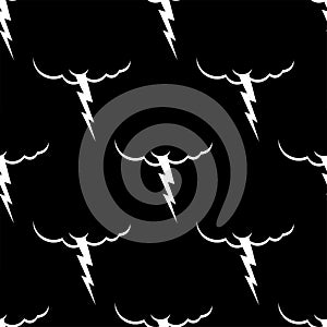 Cloud and lightning pattern seamless. Thunderstorm background. S