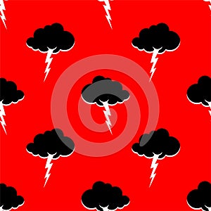 Cloud and lightning pattern seamless. Thunderstorm background. S