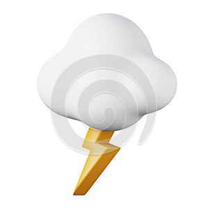 Cloud with lightning thunder high quality 3D render illustration icon.