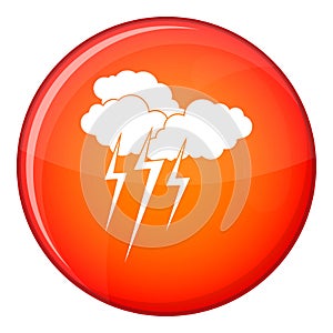 Cloud with lightnings icon, flat style