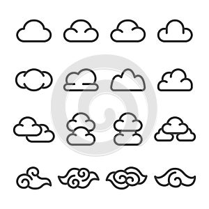 Cloud line icon set