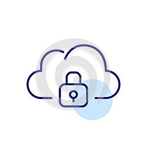 Cloud and lock. Data security, encrypted access to cloud storage services. Pixel perfect, editable stroke icon