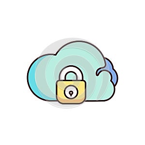 Cloud lock icon, security vector illustration