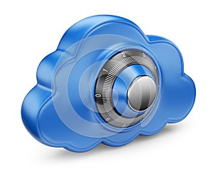 Cloud and lock. Secure concept. 3D Icon isolated