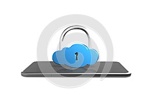 Cloud lock with smart tablet, 3D rendering