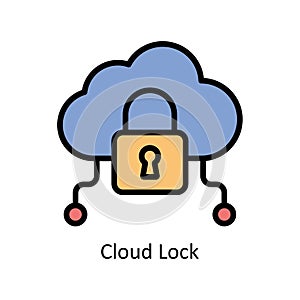 Cloud Lock vector Filled outline icon style illustration. EPS 10 File