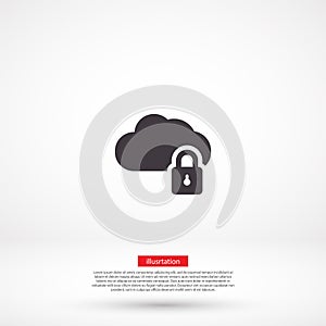 Cloud lock vector icon , lorem ipsum Flat design