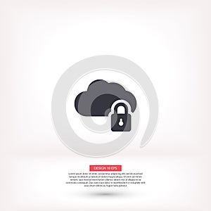 Cloud lock vector icon , lorem ipsum Flat design