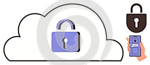 Cloud Security Concept with Lock and Smartphone Authentication for Data Protection