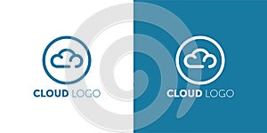 Cloud logo. cloud computing template. creative. internet global. upload. data transfer. download website. technology icon.