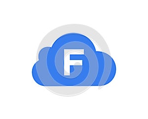 Cloud Logo Design On F Letter. Initial Letter F Cloud Logo photo
