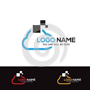 Cloud Logo Design with Tech Effect