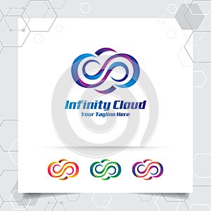 Cloud logo vector design with concept of cloud and colorful modern style. Cloud vector logo for app, hosting, server, and cloud