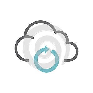 Cloud and loop arrow circle vector icon