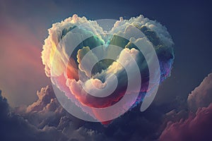 Cloud of love, air clouds in the form of a heart, valentine's day. Generative ai