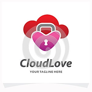 Cloud Love Lock Logo Design Template