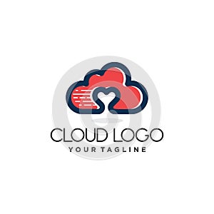 Cloud love logo design template