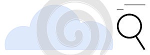 Cloud and Magnifying Glass Representing Data Search and Online Storage Exploration