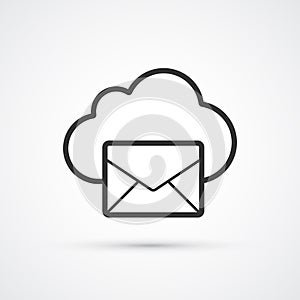 Cloud Mail flat line trendy black icon. Vector eps10