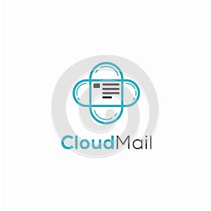 Cloud mail logo design concept