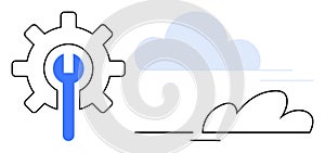 Cloud Maintenance and Optimization Represented With Gear and Wrench Icon