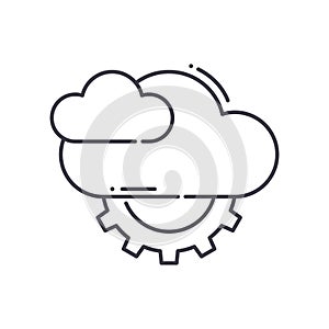 Cloud management concept icon, linear isolated illustration, thin line vector, web design sign, outline concept symbol