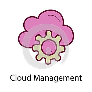 Cloud Management Fill Outline Icon Design illustration. Data Symbol on White background EPS 10 File