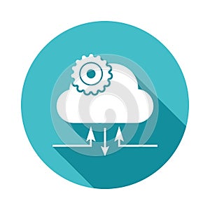 cloud management icon in Flat long shadow style