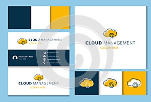 Cloud management logo design with editable slogan. Branding book and business card template.