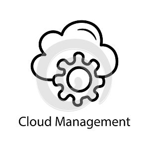 Cloud Management Outline Icon Design illustration. Data Symbol on White background EPS 10 File