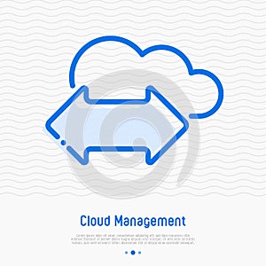 Cloud management thin line icon