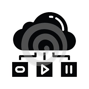 Cloud Media vector solid Icon Design illustration. Cloud computing Symbol on White background EPS 10 File