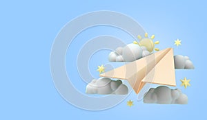 Cloud mesage servicess concept 3d render on blue