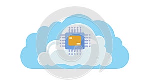 Cloud with Microchip Data Storage Technology Vector, vector design Generative AI