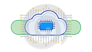 Cloud microchip technology: Advanced computing and data processing, vector design Generative AI