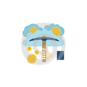 Cloud Mining Concept Flat Vector Icon