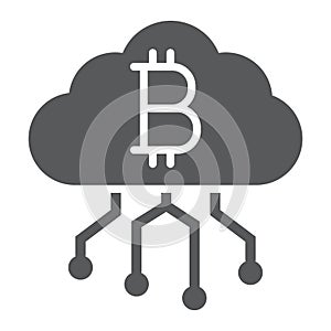 Cloud mining glyph icon, finance and money