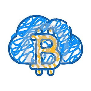 cloud mining vector symbol illustration icon doodle illustration