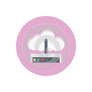 Cloud modem vector flat colour icon