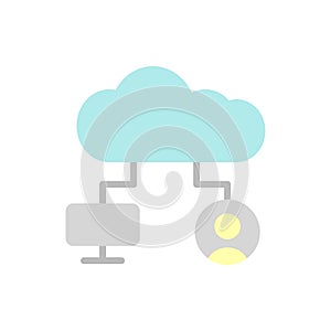 Cloud, monitor, user icon. Simple color vector elements of internet storage icons for ui and ux, website or mobile application