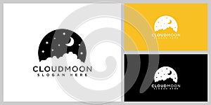 cloud and moon logo vector design